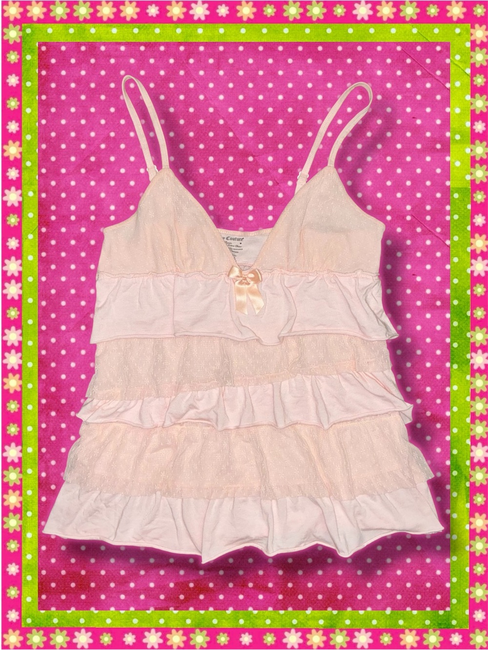 Juicy Couture Light Pink Ruffle Camisole with Satin Bow